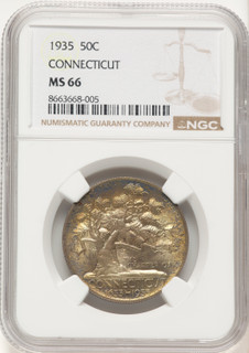 1935 50C Connecticut Commemorative Silver NGC MS66