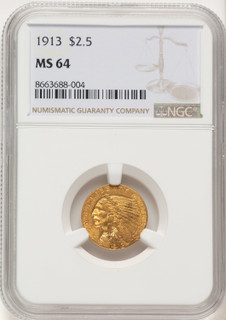 1913 $2.50 Indian Quarter Eagle NGC MS64