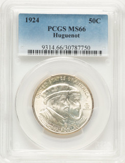 1924 50C Huguenot Commemorative Silver PCGS MS66