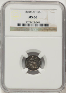 1860-O H10C Seated Half Dime NGC MS66