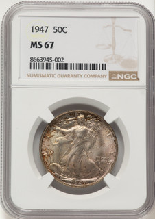 1947 50C Walking Liberty Half Dollar NGC MS67