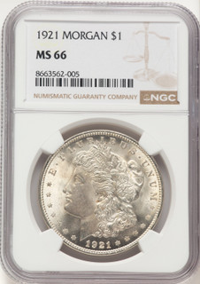 1921 Morgan Morgan Dollar NGC MS66