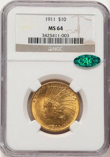 1911 $10 CAC Indian Eagle NGC MS64