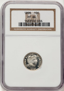 1898 10C Proof Barber Dime NGC PR66