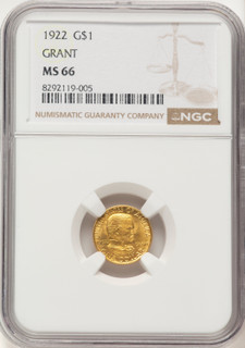 1922 G$1 Grant No Star Commemorative Gold NGC MS66