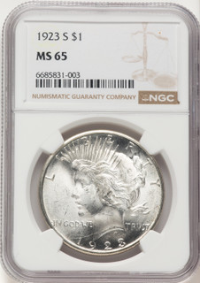 1923-S Peace Dollar NGC MS65