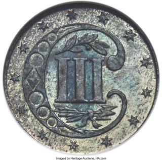 1870 3CS Three Cent Silver NGC MS65