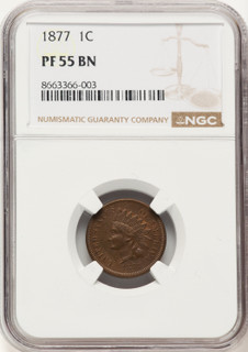 1877 1C BN Proof Indian Cent NGC AU55