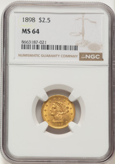 1898 $2.50 Liberty Quarter Eagle NGC MS64