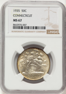 1935 50C Connecticut Commemorative Silver NGC MS67