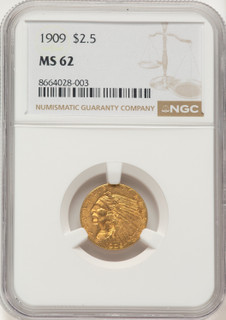 1909 $2.50 Indian Quarter Eagle NGC MS62