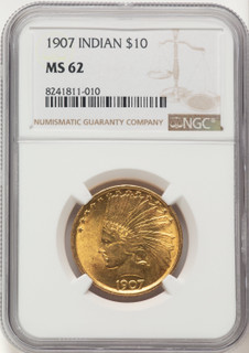 1907 $10 No Motto Indian Eagle NGC MS62
