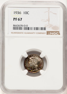 1936 10C Proof Mercury Dime NGC PR67