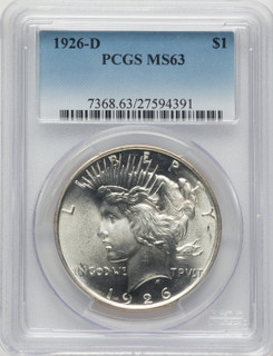1926-D Peace Dollar PCGS MS63