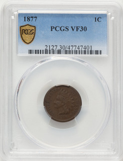 1877 1C BN Indian Cent PCGS VF30