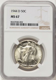 1944-D 50C Walking Liberty Half Dollar NGC MS67