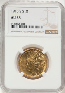 1915-S $10 Indian Eagle NGC AU55