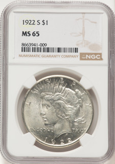1922-S Peace Dollar NGC MS65