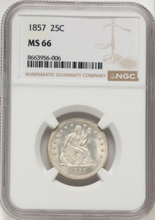 1857 25C Seated Quarter NGC MS66