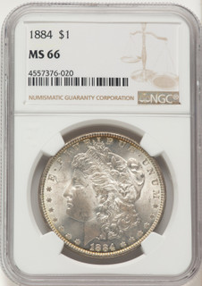 1884 Brown Label Morgan Dollar NGC MS66