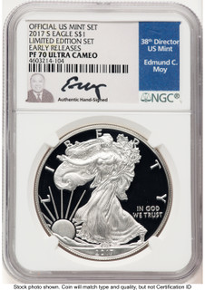 2017-S Proof Silver Eagle Limited Edition Proof Set 1 oz ER NGC PF70 Ed Moy