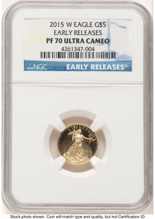 2015-W Proof Gold Eagle 1/10 oz ER Blue NGC PF70