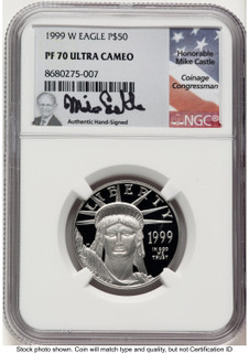 1999-W Proof Platinum Eagle 1/2 oz Mike Castle NGC PF70