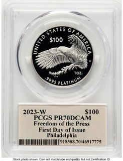 2023-W Proof Platinum Eagle 1 oz FDI Thomas Cleveland Art Deco Philadelphia PCGS PR70
