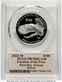 2023-W Proof Platinum Eagle 1 oz FDI Thomas Cleveland Art Deco Denver PCGS PR70
