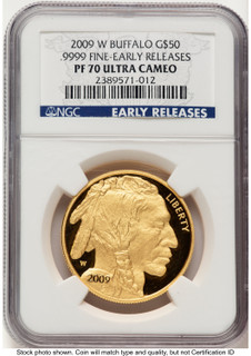 2009-W Proof Gold Buffalo 1 oz ER Blue NGC PF70