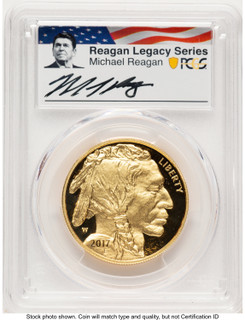 2017-W Proof Gold Buffalo 1 oz Reagan Legacy Series Michael Reagan Picture PCGS PR70