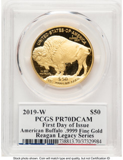 2019-W Proof Gold Buffalo 1 oz FDI Reagan Legacy Series Michael Reagan Picture PCGS PR70