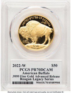 2022-W Proof Gold Buffalo 1 oz AR Reagan Legacy Series Michael Reagan Picture PCGS PR70