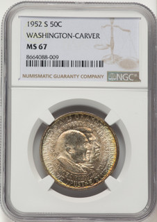 1952-S 50C Washington-Carver Commemorative Silver NGC MS67