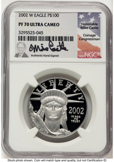 2002-W Proof Platinum Eagle 1 oz Mike Castle NGC PF70