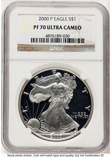 2000-P Proof Silver Eagle 1 oz Brown Label NGC PF70