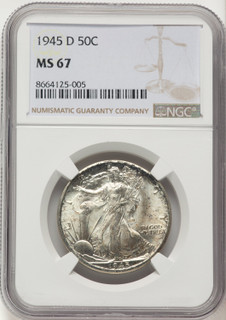 1945-D 50C Walking Liberty Half Dollar NGC MS67