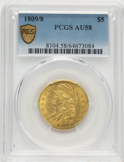 1809/8 $5 Early Half Eagle PCGS AU58