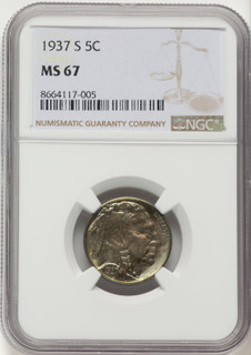 1937-S 5C Buffalo Nickel NGC MS67
