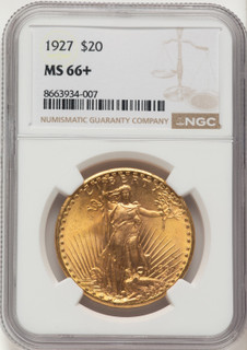 1927 $20 Saint-Gaudens Double Eagle NGC MS66+