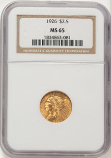 1926 $2.50 Indian Quarter Eagle NGC MS65
