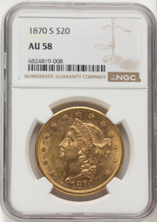 1870-S $20 Liberty Double Eagle NGC AU58