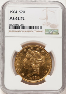 1904 $20 PL Liberty Double Eagle NGC MS62
