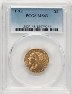 1912 $5 Indian Half Eagle PCGS MS63