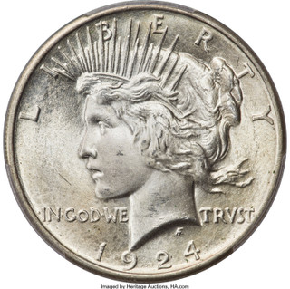 1924 Peace Dollar PCGS MS67