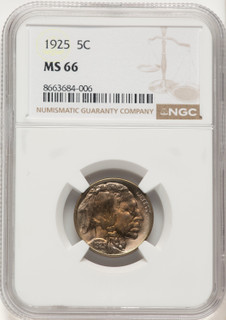 1925 5C Buffalo Nickel NGC MS66