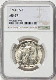 1943-S 50C Walking Liberty Half Dollar NGC MS67