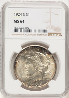 1924-S Peace Dollar NGC MS64