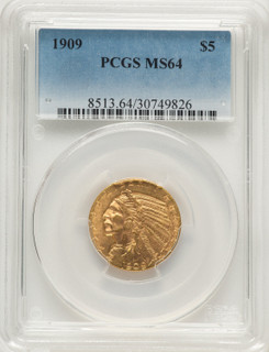 1909 $5 Indian Half Eagle PCGS MS64