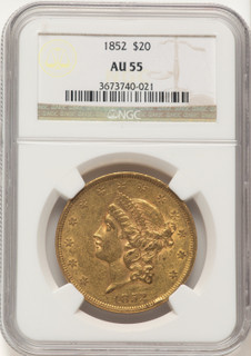 1852 $20 Liberty Double Eagle NGC AU55